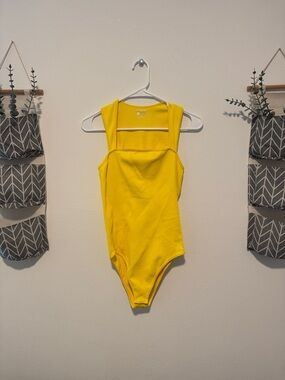 Women’s Square Neck Yellow Bodysuit